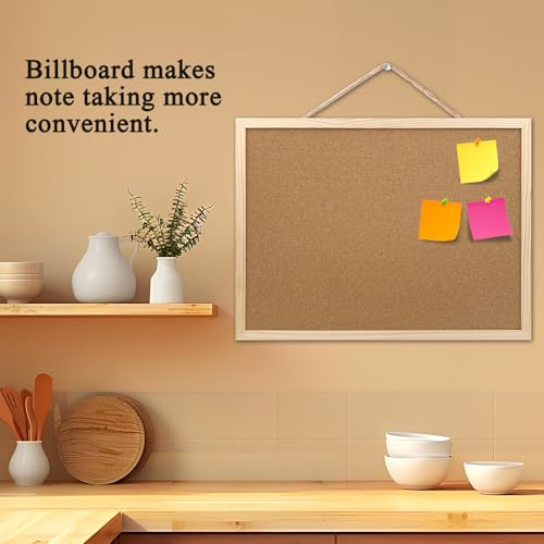 2 Pack Cork Bulletin Boards 15.7x11.8 inches with Oak Frame for Office Home School
