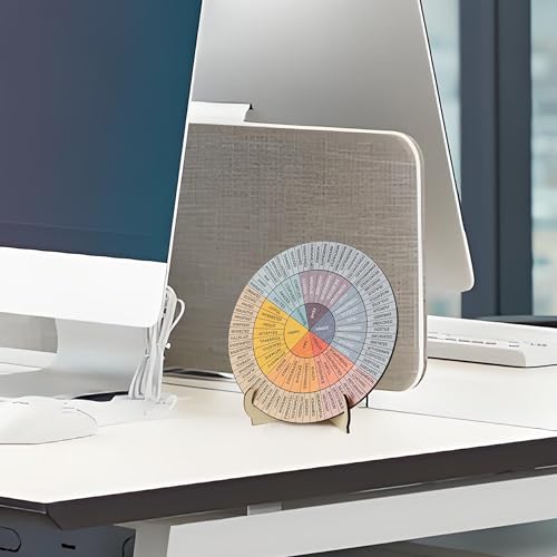 Cchenxxi 5.9IN Feelings Wheel Therapy Tabletop Decor - Wooden Mood Chart for Mental Health & Counseling