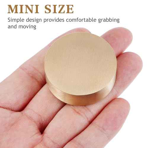 TEHAUX 4pcs Brass Paper Weight, 1.6 inch Small Round Block Paperweight for Chinese Calligraphy - Heavy Duty Paper Holder for Office Desk Men Chinese Painting Sumi Practice
