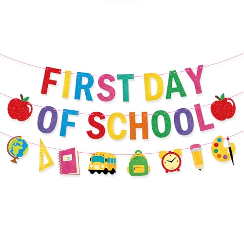 Sereliy First Day Of School Banner Decor - Back To School Garland for Classroom & Party - Firsts Day