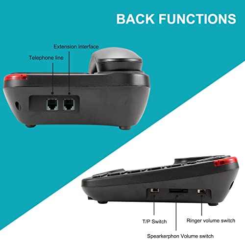 Large Button Phone for Seniors, Loud Ringer, One-Touch Dialing. Amplified Corded Phone with Speakerphone for Elderly Home Landline Phones, No Need to use Batteries.¡¦ (Black)