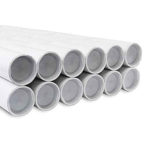 MagicWater Supply Mailing Tube - 1.5 in x 24 in - White - 12 Pack - for Shipping and Storage of Posters, Arts, Crafts, and Documents