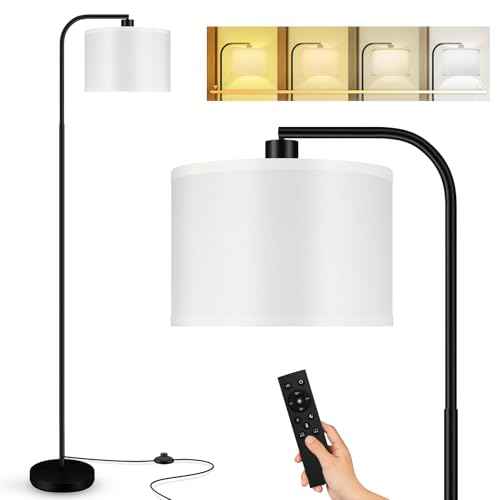 BoostArea Dimmable Floor Lamp for Living Room,Arc Sofa Lamps with Remote Control,Stepless Dimmable & Colors Temperature,2700k-6500k,67 in,Tall Modern Standing Lamp for Bedroom Study Room Office,White