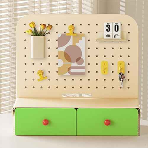 Desk Board Organizer, Desk Mounted Desktop Organizer with Storage Drawers and Accessories, Easy to Assemble (Green)