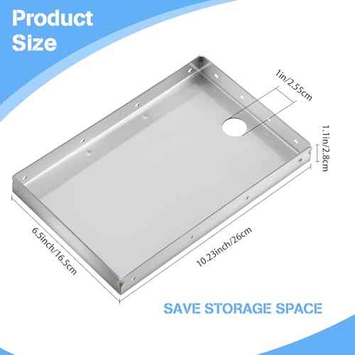 Shimeyao 1 Pack 304 Stainless Steel Printer Tray 10.24 x 6.5 Inch POS KDS Printers Shelf Thermal Printer Stand Mounts to Wall or Shelf Edge, Silver, 4 Mounting Holes Each Side