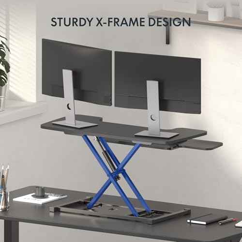 FLEXISPOT 36-inch Standing Desk Converter Height Adjustable Sit to Stand Up Workstation, Dual Monitor and Laptop Riser with Wide Keyboard Tray, Black