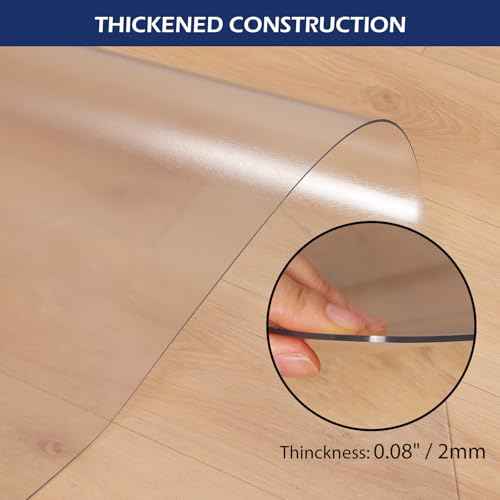 SALLOUS Vinyl Floor Mat for Home, 4'X5' Non-Slip Waterproof Area Rug for Living Room, 0.08'' Thickened Anti-Scratch Floor Protector Plastic Mat for Dining Room Table, Chair Mat for Hard Floors (Clear)