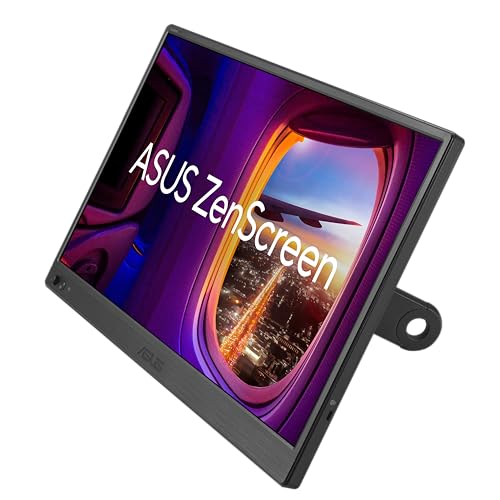 ASUS ZenScreen 16” Portable USB Monitor (MB169CK) - Full HD, IPS, Dual USB-C, Mini-HDMI, Eye Care, Flicker Free, Blue Light Filter, Anti-Glare Surface, 360° Kickstand, 3 yr Warranty