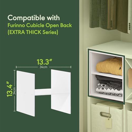 Furinno Cubicle Cube Organizer Insert White H-Shelf for Extra Thick Cubes