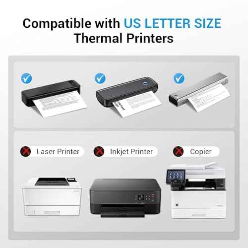 Thermal Printer Paper 8.5 x 11 Inch,Thermal Paper 8.5 x 11 Compatible with Portable Printer M08F-Letter, M832, M834, MT800,100 Sheets