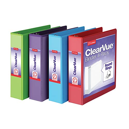 Cardinal 3 Ring Binders - 2 Inch Durable Office & School Binder, Assorted Colors, 4 Pack