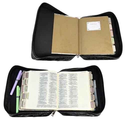 Bible Cover Case for Women - Bible Bag Holder with Strap (Black)