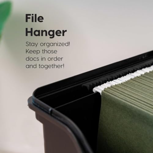 IRIS USA Letter File Box Organizer with Lid & Handle - Black