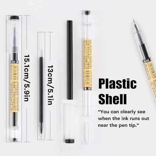 RIANCY Black Gel Ink Pens, 0.35mm Extra Fine Point Tip Smooth Writing Rollerball Pens, Japanese Style No Smudge Ballpoint Pen, Quick Drying for Journaling Office School Stationery Supplies 12pcs