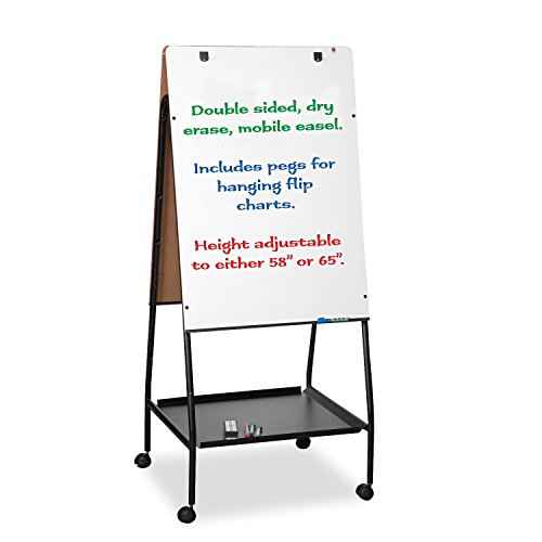 Best-Rite Wheasel, Double Sided Dry Erase Melamine Whiteboard Easel, 65"H x 28.75"W x 27"D (759), Melamine Dry Erase