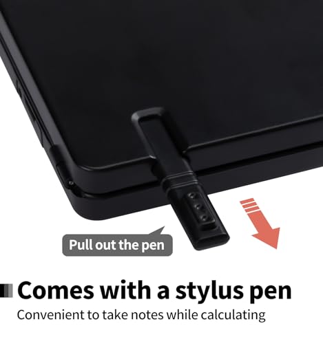 Black Portable Calculator with Notepad & Stylus - Paperless Desk Accessory