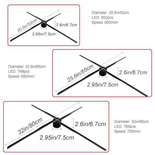 3D Hologram Fan, 45cm (17.7 In) 4-Blade HD LED Spinning Holographic Projector Display, Transparent Compact for Retail Advertising and Home Decor