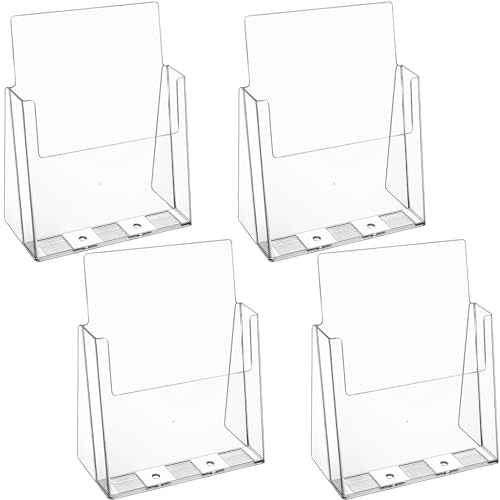 MaxGear Acrylic Brochure Holder 8.5x11 inch, Clear Plastic Literature Holder for Flyers, Pamphlets, Magazines and Booklets, for Countertop Use, Acrylic Display Stand for Office, 4 Pack