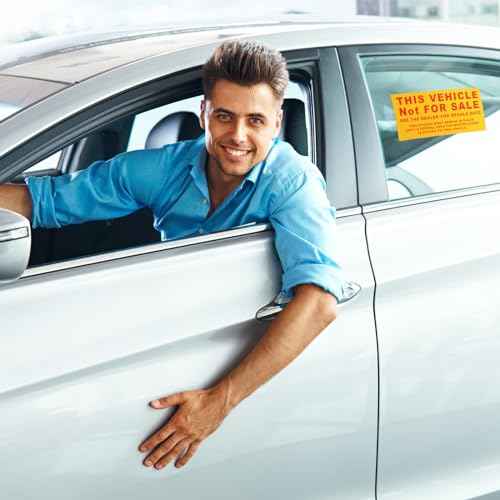 500 Pcs Car Dealership Supplies This Vehicle Not for Sale Stickers Car Dealer Yellow and Red Lettering Decal Adhesive Compliance Sticker for Vehicle Window, 6 x 3 Inches