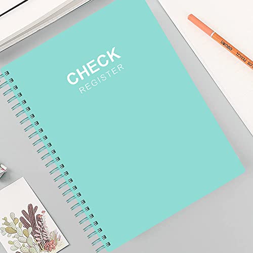 Nokingo Teal A5 Check Register Book 5.8 x 8.25, 112 Checks + 4 Notes pages, undated - Money Ledger with Twin-Wire Binding