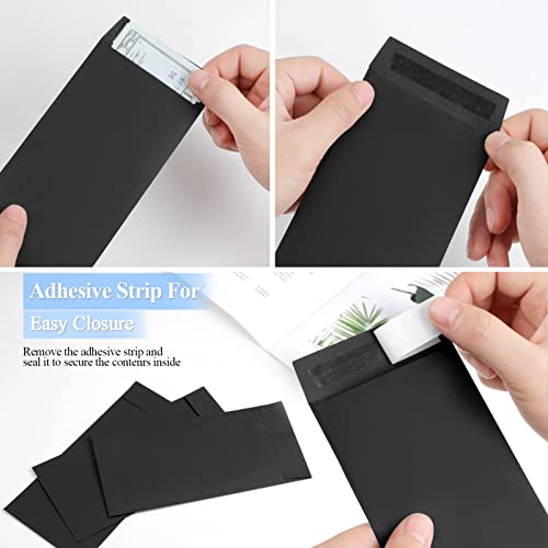 Joyberg 120 Black Envelope Set - 3.2x6.6 Inch Cash & Ticket Envelopes, 80GSM