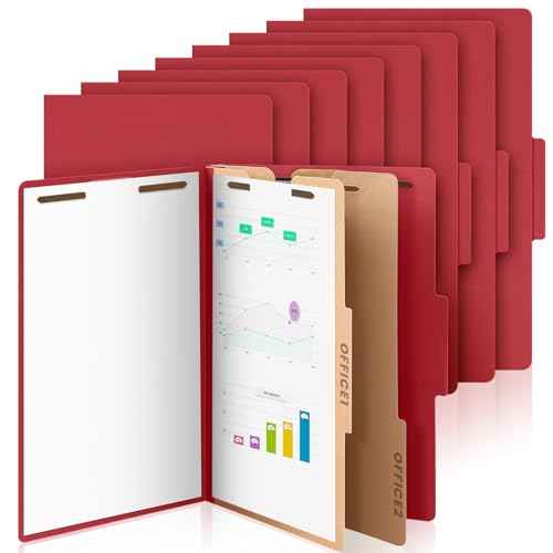 12 Pcs Classification Folders Legal Size 2 Dividers Bulk Pressboard File Folder with Fastener 2 Prongs Heavy Duty Expansion File Organizer for Office School Medical, Fit 8.5x14 Inch Paper