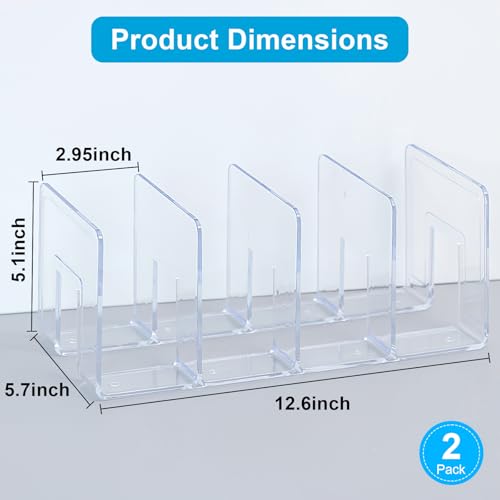 Marte Vanci 2 Pack Clear Acrylic File Sorter, 4-Compartment Desk Organizer