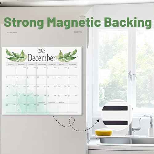 2025-2026 Aesthetic Magnetic Calendar for Refrigerator, Fridge Magnet Runs Until December 2026 - The Perfect Monthly Magnetic for Easy Organizing - Greenery Design