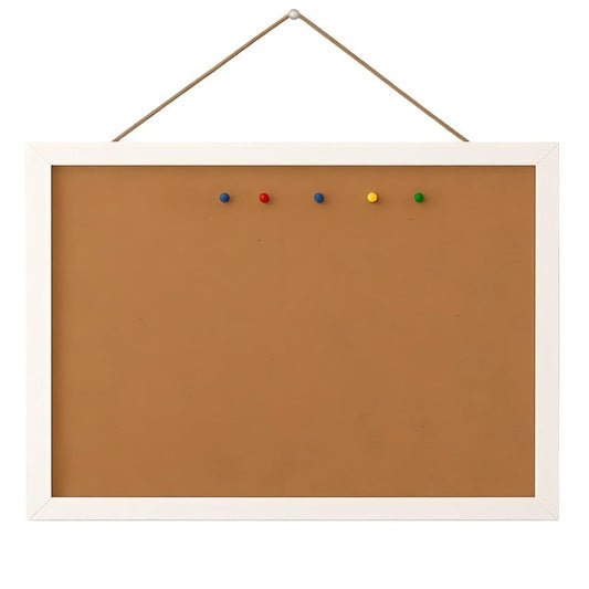 Cork Board Bulletin Board 16" X 12", Wall Mounted White Oak Wood Finish Frame Corkboard for Office Home and School, Hanging Pin Board Message Board or Vision Board Decoration