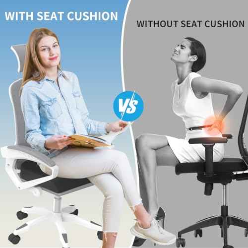 Large Seat Cushion£¬Soft Foam Cushion for Long Sitting Hours on Office Chair, Home & Car, Non-Slip Chair Pad for Relieving Back & Sciatica & Hip & Coccyx Pain (Black)