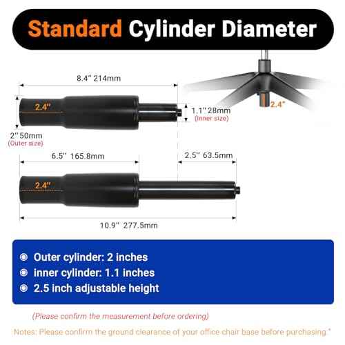 2.4 Inches Short Office Chair Gas Lift Cylinder Replacement - Heavy Duty 1000lbs Class 4 Hydraulic Lift with Silent 360¡Æ Rotation, Universal Fit for Sinking Desk/Gaming Chairs