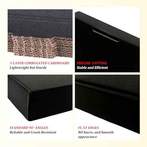 Small Shipping Boxes 6x4x2, Set of 50, Black Corrugated Cardboard Box Mailer (YD642-50BK)