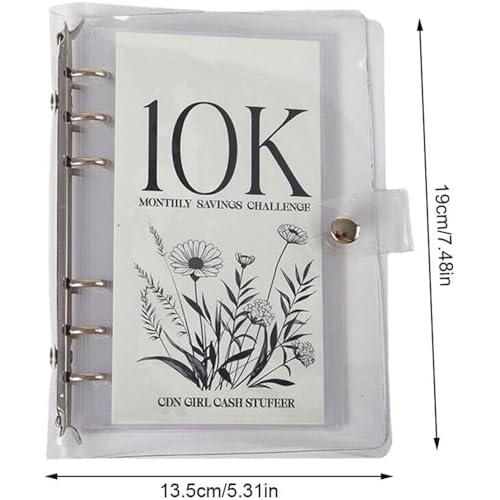 Noxozoqm 10K Savings Challenge Binder with Cash Envelopes, 12-Month Money Saving Organizer
