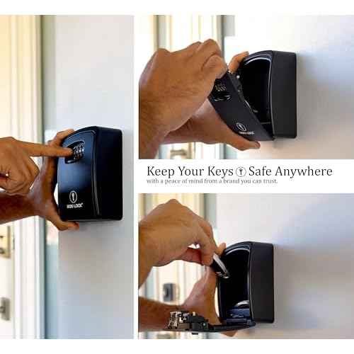 Iron Lock¢ç Key Lock Box XXL Wall Mount for Keys 4 Digit Combination with Resettable Code with A B Switch Extra Large lockbox Indoor Outdoor Waterproof Big Key Lock Box House Spare Keys (XXL, Black)
