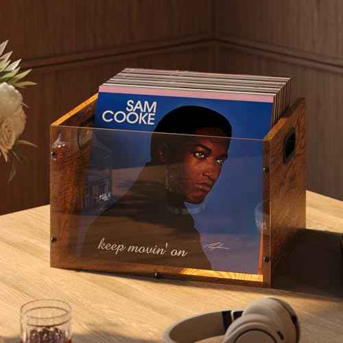 X-cosrack Acrylic Vinyl Record Storage Crate, Visible Record Holder Crate, Classic Cube Album Storage Box, Record Shelf Organizer with Handle Great for Storing Vinyl ?Record LP's/Albums