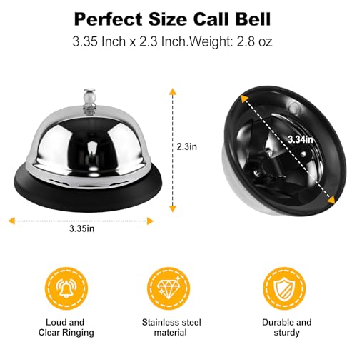 Service Desk Call Bell 3.3 Inch 2 Pack Loud Metal Reception Bell