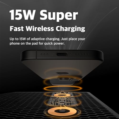 POUT H3 PRO Dual Qi Wireless Charging Mouse Pad ? Dual Fast Wireless Chargers for Smartphones and Earbuds ? Smooth Surface with Anti-Slip Base for Home and Office Use (Polar White)