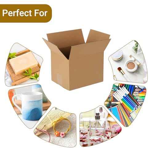 40 pack 8x6x6 inch Cardboard Box Mailers, Kraft Corrugated Mailer Cardboard Shipping Boxes For Small Business, Mailing, Packing and Storage
