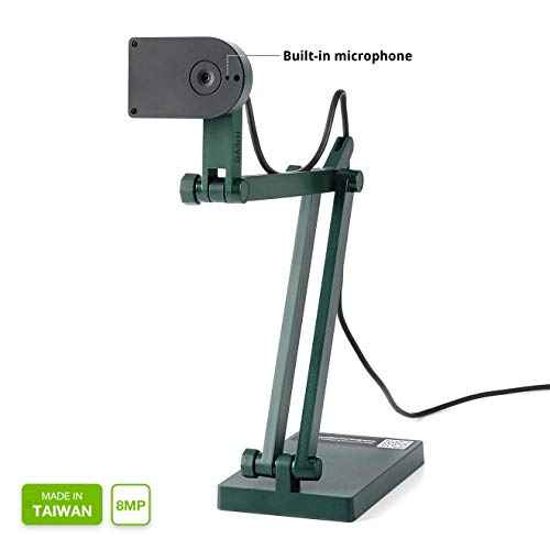 IPEVO V4K Ultra High Definition 8MP USB Document Camera ? Mac OS, Windows, Chromebook Compatible for Live Demo, Web Conferencing, Distance Learning, Remote Teaching