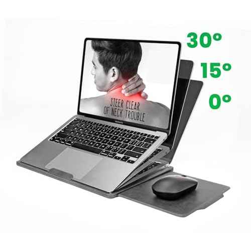 PUNCUBE Portable Lap Desk - Lap Desk with Retractable Mouse Pad, Adjustable Stand, Writing Board, Expandable Surface, and Heat Protection for Laptops and Tablets (Silver Grey)