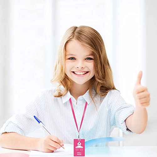 6 Sets PVC Hall Pass Lanyards - Unbreakable Hall Passes for Classrooms Set Includes Passes for Hall Bathroom Library Office and Nurse Ideal for Classroom School Supplies