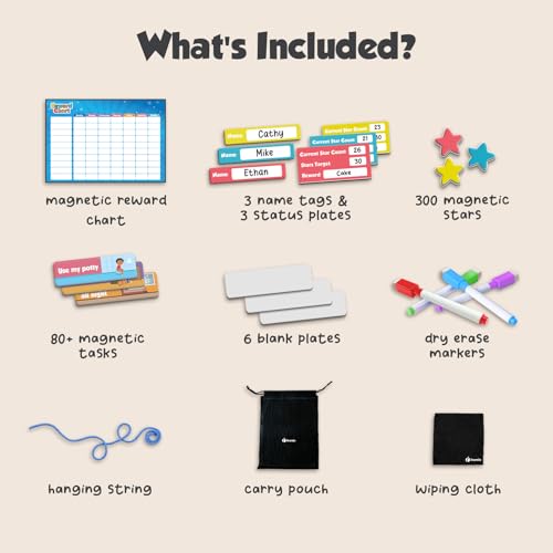 Kids Responsibility Reward Chart with 3D Stars & Customizable Chore Magnets