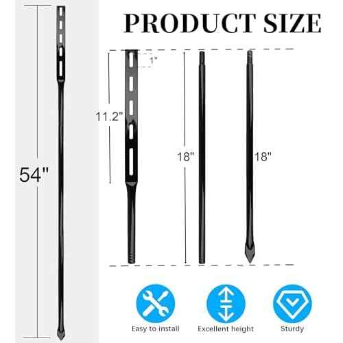 2-Pack Heavy Duty Metal Stakes for Yard Signs, 54 inches Long Holder for Outdoor Lawn Bar Parking Garage Event, Black, Hardware Included