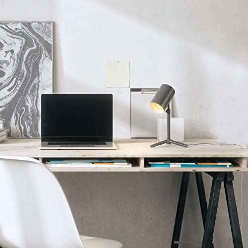 GLOBE Electric 30298 Pratt 18" Adjustable Height Desk Lamp, Matte Gray, Brass Pivot Joint, in-Line On/Off Rocker Switch