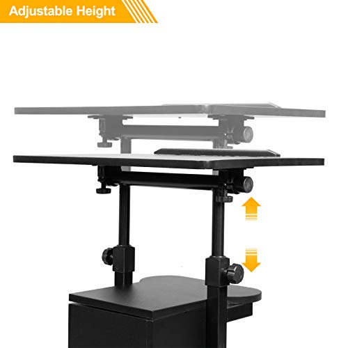 VINGLI Mobile Podium Stand with Adjustable Height - Portable Lectern