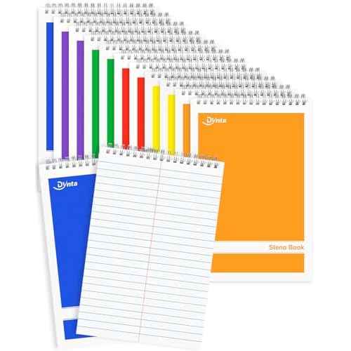 Dynta Steno Pads Spiral 6x9 12 Pack Gregg Rule Notebooks 6 Assorted Covers 60 Sheets White Paper, Writing Note Pads for Note-taking in School Office Home College University Work Travel