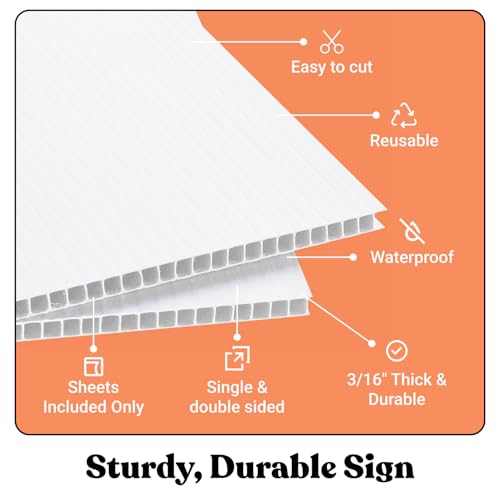 T-Sign White Corrugated Plastic Sign Board 24x36 Inches 2-Pack Indoor Outdoor