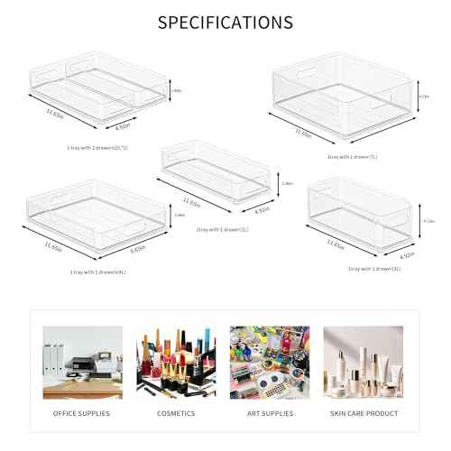 MineSign 6Pack Desk Organizer with Drawers Stackable Paper Letter Tray for Office Organization Multi-functional Plastic Storage Box for Office Supplies Makeup Jewelry Beauty Accessories