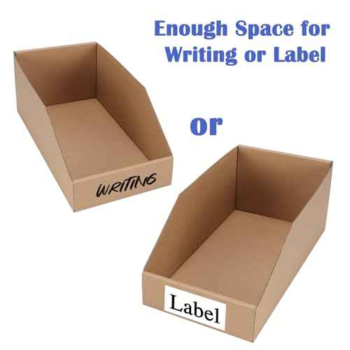 EXYGLO Cardboard Storage Bins 35 Pack, 12x6x4.5 Inch Cardboard Boxes, Corrugated Organizer Bins for Pantry, Shelves, Garage, Office, Shop, Brown
