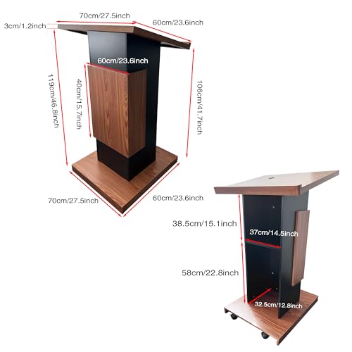 Mecpramy StyleA Wood Podium with Wheels Lectern Stand 15mm Particle Board